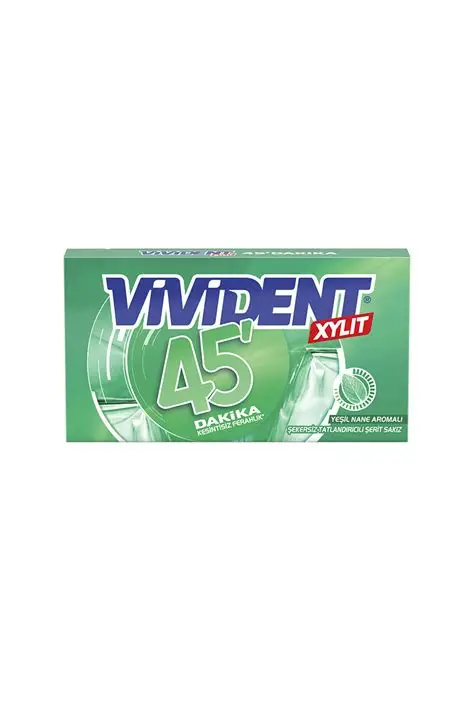 VİVİ YEŞİL VIVIDENT XYLIT 45 DK YEŞİL NANE AROMALI CÜZDAN SAKIZ 26 G 18* - Görsel 1