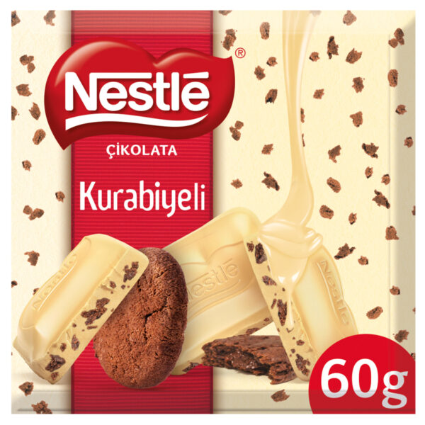 NESTLE KURABİYE PARÇACIKLI BEYAZ KARE ÇİKOLATA 60 G